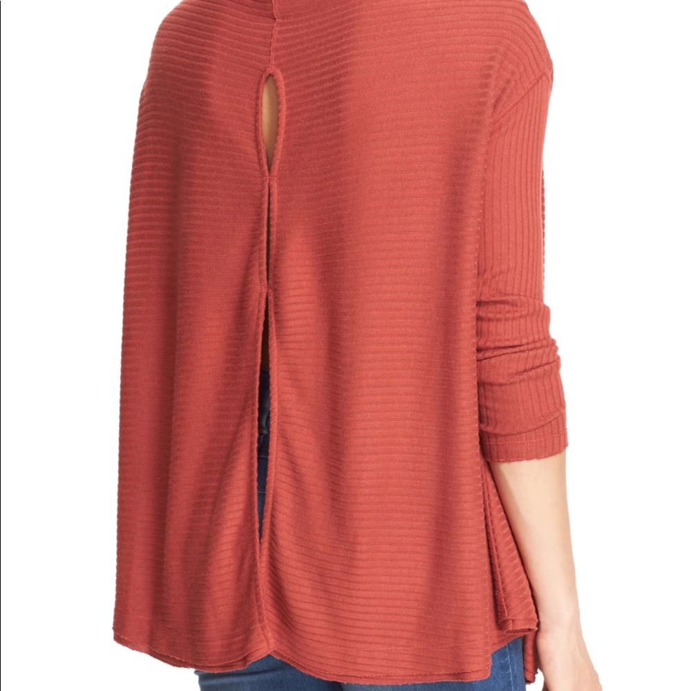 Free People Ribbed Split Open Back Top Pullover - Picture 3 of 5